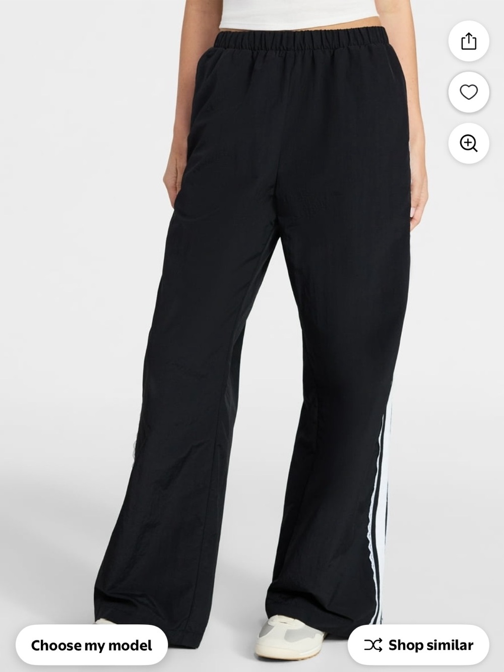 Wide Leg Track Pants in Black with White lace side Stripe